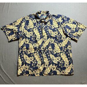 Joe‎ Kealoha x Reyn Spooner Shirt Mens Large Blue Floral Button Short Sleeve.